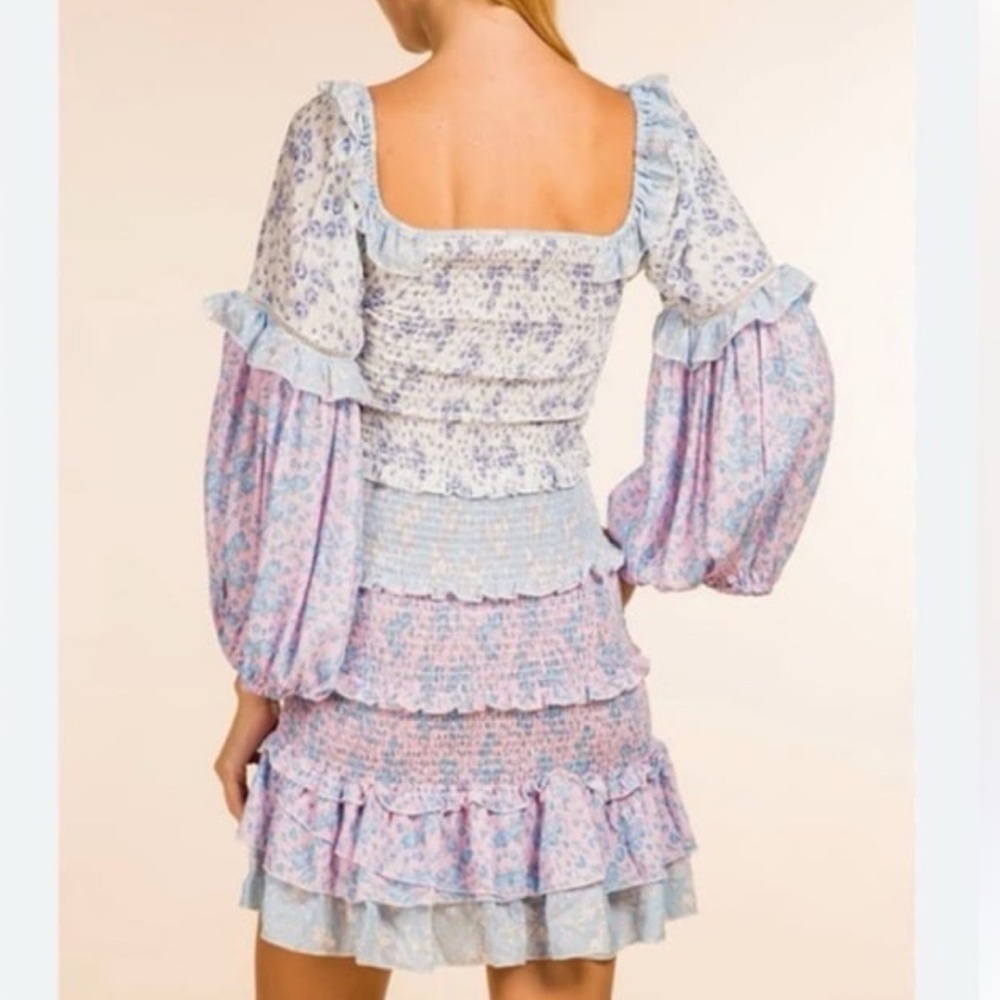 LoveShackFancy Ensley Mini Dress Blueberry Dust Size Large NWT - Picture 2 of 10